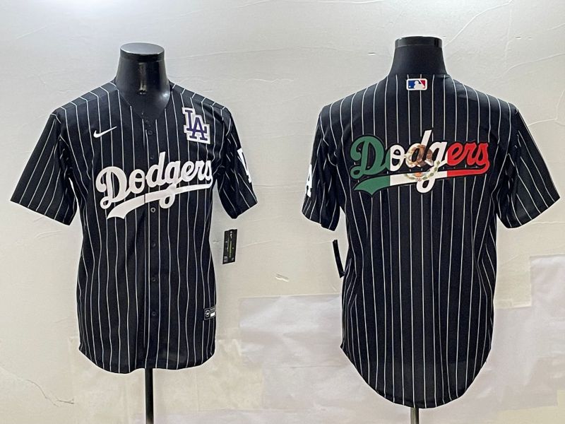 Men Los Angeles Dodgers Blank Black Stripe Jointly Name 2025 Nike MLB Jersey style 15